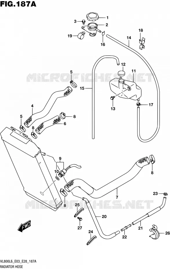 RADIATOR SLANG (VL800L6 E03) Suzuki MOTO 800 BOULEVARD 2016  VL800 L6/VL800T L6 (E03,E28,E33)