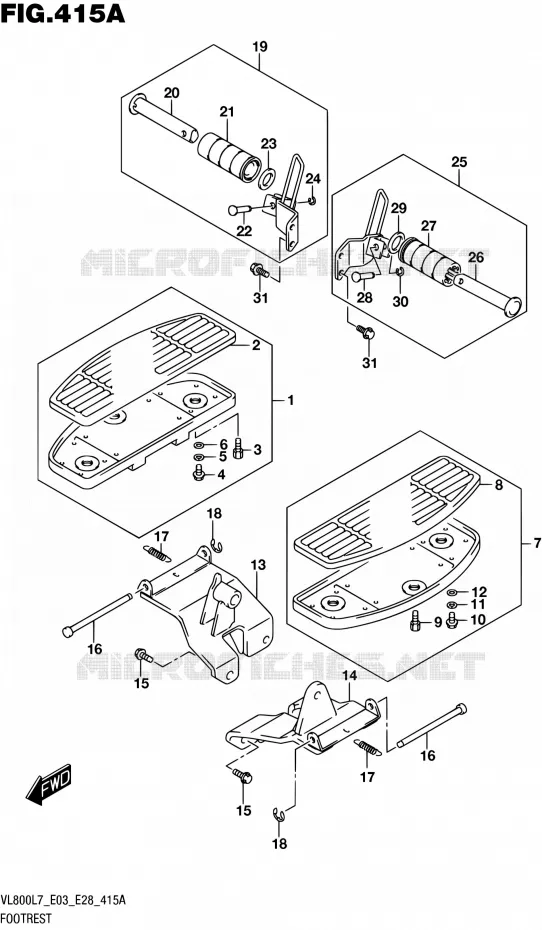 FOOTREST Suzuki MOTO 800 BOULEVARD 2017  VL800 L7/VL800T L7 (E03,E28,E33)
