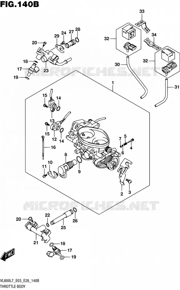 GASKLEPHUIS (VL800L7 E28) Suzuki MOTO 800 BOULEVARD 2017  VL800 L7/VL800T L7 (E03,E28,E33)