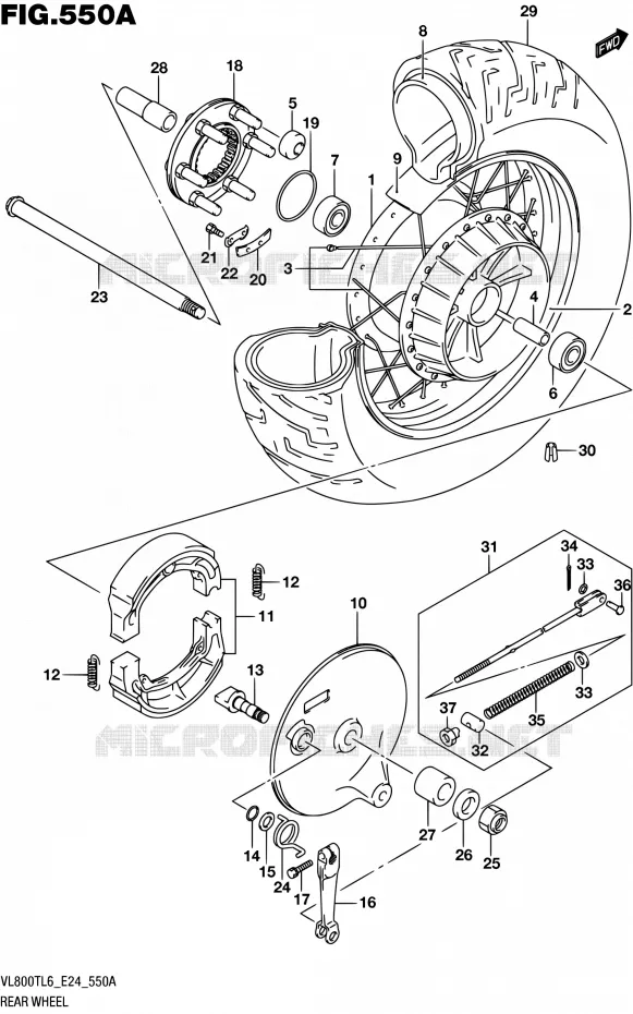 ACHTERWIEL Suzuki MOTO 800 BOULEVARD 2016  VL800T L6 (E24)