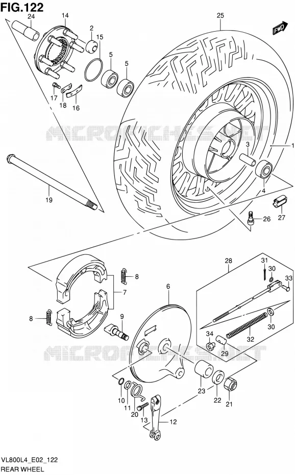 ACHTERWIEL (VL800CUEL4 E19) Suzuki MOTO 800 INTRUDER 2014  VL80UE L4 (E19)