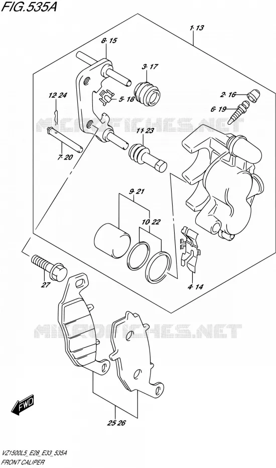 FRONT CALIPER Suzuki MOTO 1500 BOULEVARD 2015  VZ1500 L5 (E03,E28,E33)