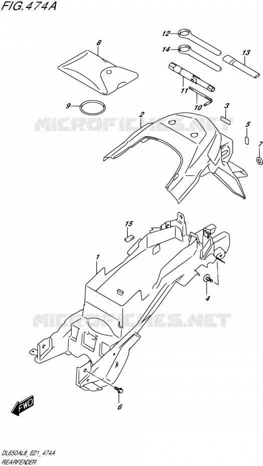 ACHTERSPATBORD Suzuki MOTO 650 V-STROM 2018  DL650A L8 E21