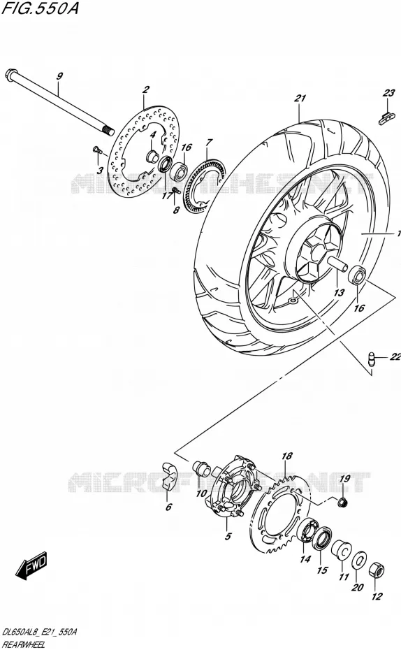 ACHTERWIELL650A,DL650AUE) Suzuki MOTO 650 V-STROM 2018  DL650XAL8 E21