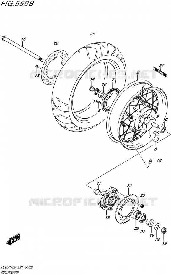 ACHTERWIELL650XA,DL650XAUE) Suzuki MOTO 650 V-STROM 2018  DL650XAL8 E21