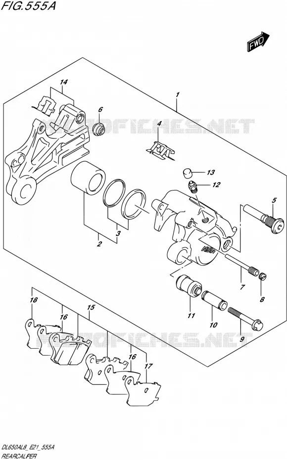 REAR CALIPER Suzuki MOTO 650 V-STROM 2018  DL650XAL8 E21