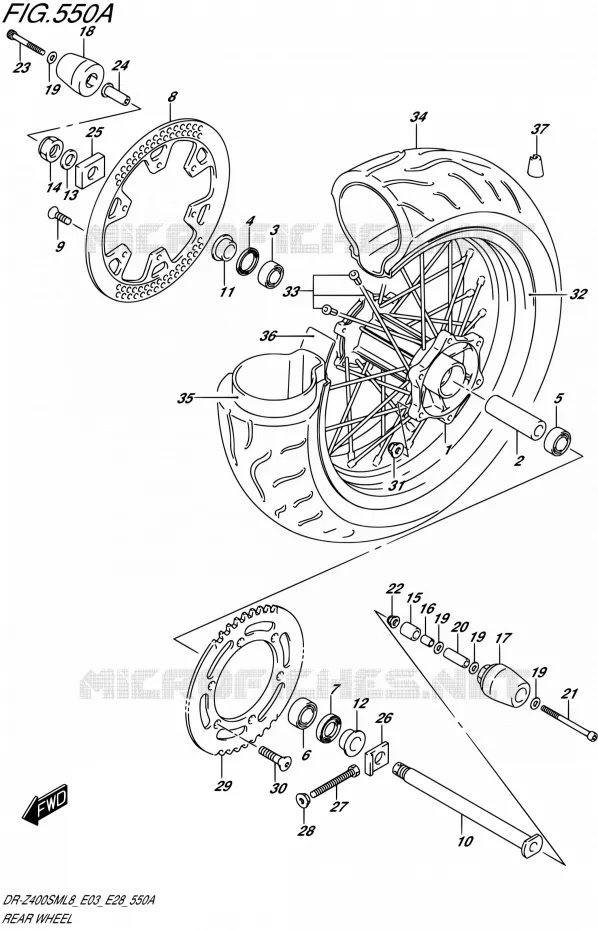 ACHTERWIEL Suzuki MOTO 400 DR-ZSM 2018  DR-Z400SML8 (E03,E28,P33)