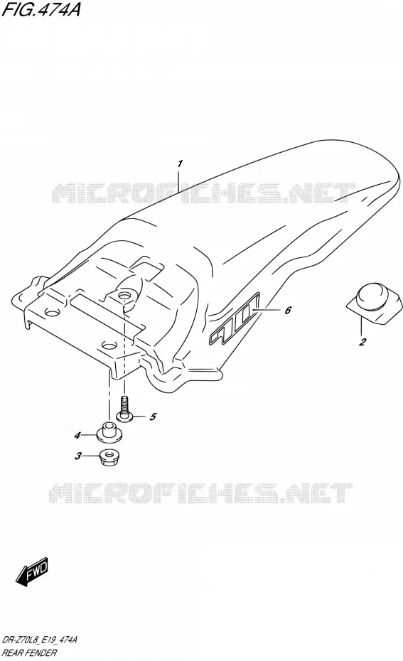 ACHTERSPATBORD Suzuki MOTO 70 DR-Z 2018  DR-Z70L8 E19