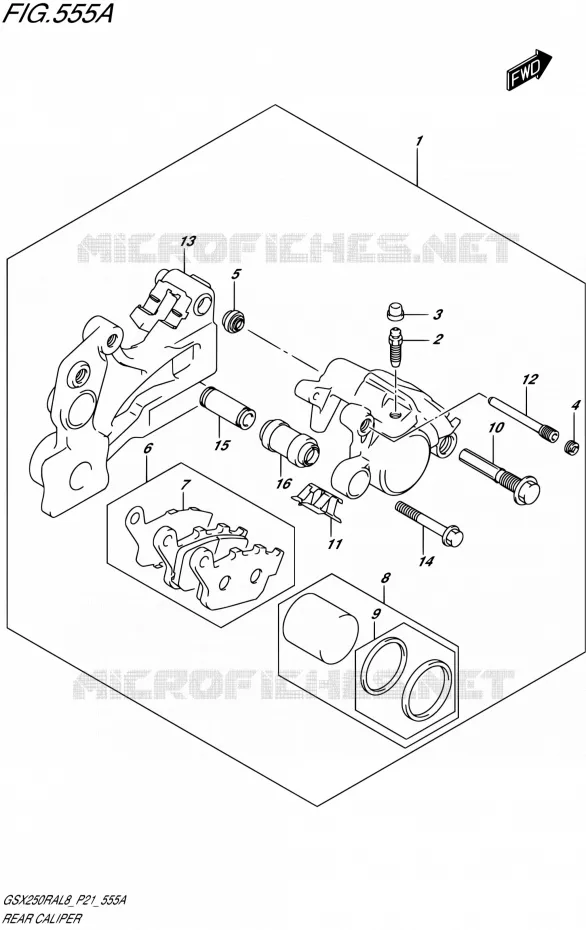 REAR CALIPER Suzuki MOTO 250 GSX-R 2018  GSX250RA L8/GSX250RZA L8 P21
