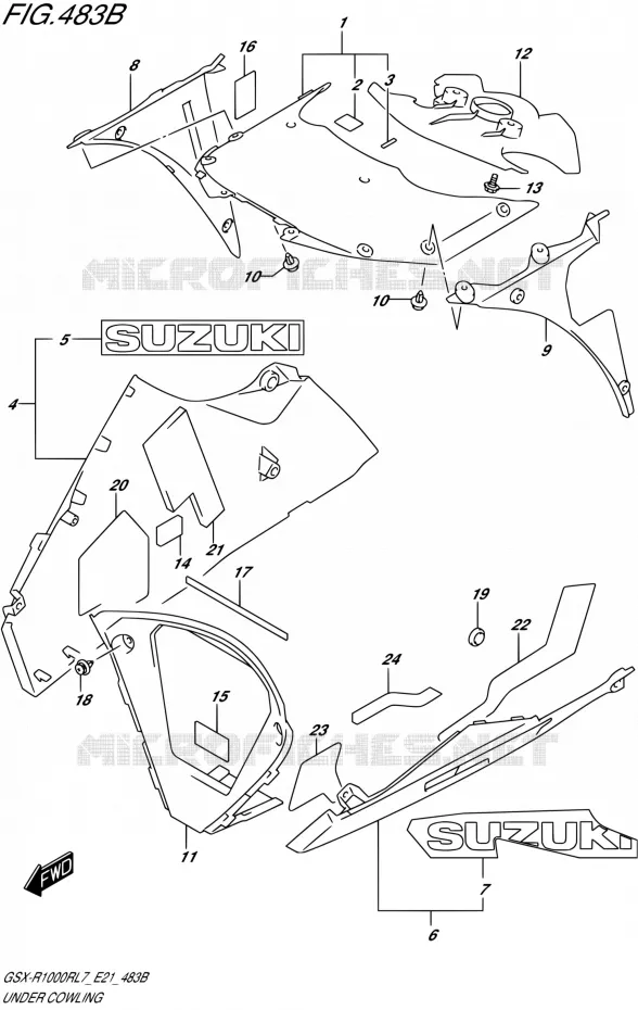 ONDERAANKLEDINGUR (GSX-R1000RZL7 E21) Suzuki MOTO 1000 GSX-R 2017  GSX-R1000RL7 / GSX-R1000RZL7 E21