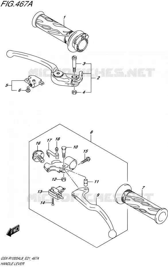 HANDGRIPS - LEVERS Suzuki MOTO 1000 GSX-R 2018  GSX-R1000AL8 E21