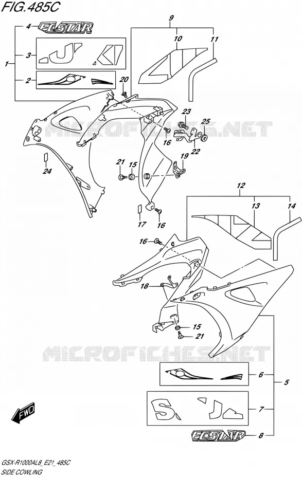 SIDE KUIPNG (GSX-R1000AL8 E21) (FOR YSF) Suzuki MOTO 1000 GSX-R 2018  GSX-R1000AL8 E21