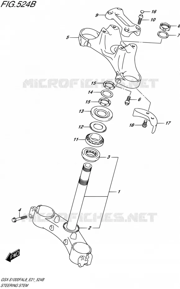 STUURKOLOM DIRECTION (GSX-S1000FAUFL8 E21) Suzuki MOTO 1000 GSX-S 2018  GSX-S1000FAL8 / GSX-S1000FZAL8 E21