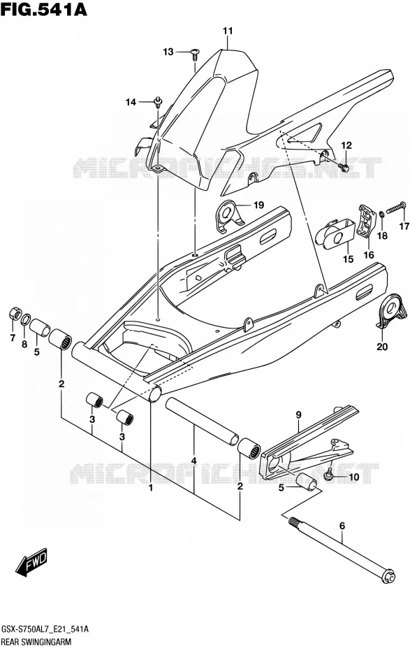 SWINGARMLLANT ARRIERE (GSX-S750AL7 E21) Suzuki MOTO 750 GSX-S 2017  GSX-S750AL7 E21