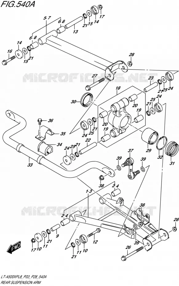 ACHTERWIELOPHANGING ARM Suzuki QUAD 500 KINGQUAD 2018  LT-A500XPB L8 (P28)
