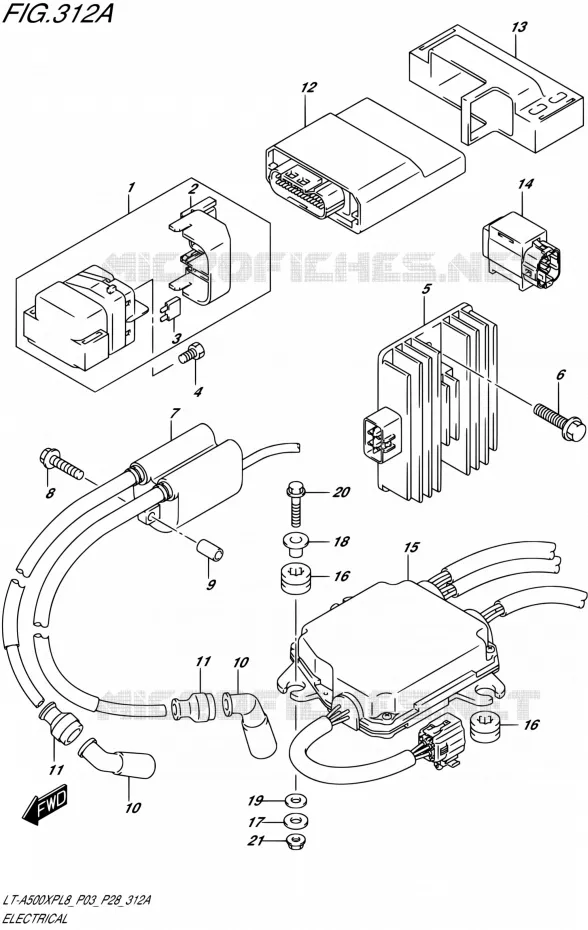 ELEKTRISCH (LT-A500XPL8 P03) Suzuki QUAD 500 KINGQUAD 2018  LT-A500XP L8 (P03)