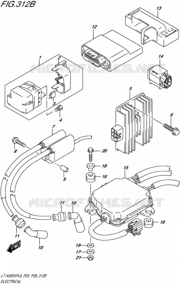 ELEKTRISCH (LT-A500XPL8 P28) Suzuki QUAD 500 KINGQUAD 2018  LT-A500XP L8 (P03)
