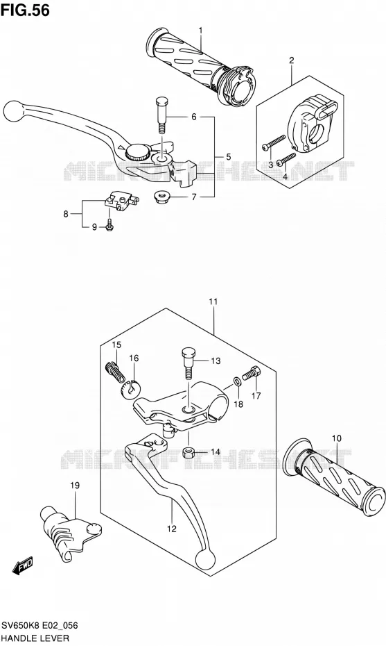 HANDGRIPS - LEVERSMODEL K8/K9) Suzuki MOTO 650 SV 2008  SV650K8(E2)