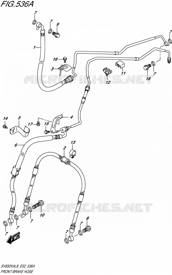 FRONT REMSLANG Suzuki MOTO 650 SV 2018  SV650XAL8 E02