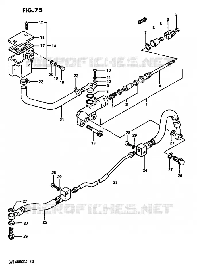 ACHTER HOOFDREMCILINDER Suzuki MOTO 1400 CAVALCADE 1987  GV1400GDH(G/H/J)