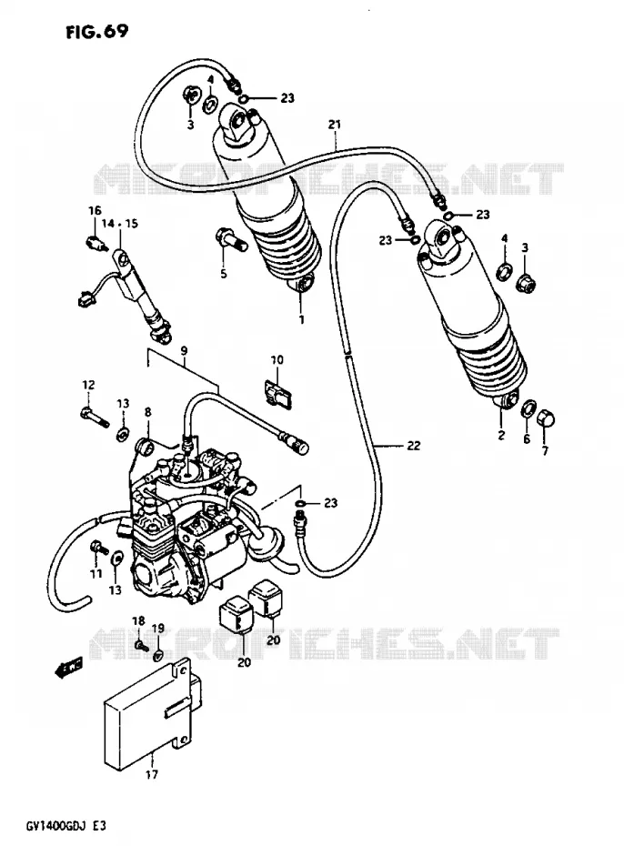 ACHTER SCHOKDEMPER GV1400GDG/GCG/MODELE H/J Suzuki MOTO 1400 CAVALCADE 1987  GV1400GCH(G/H/J)