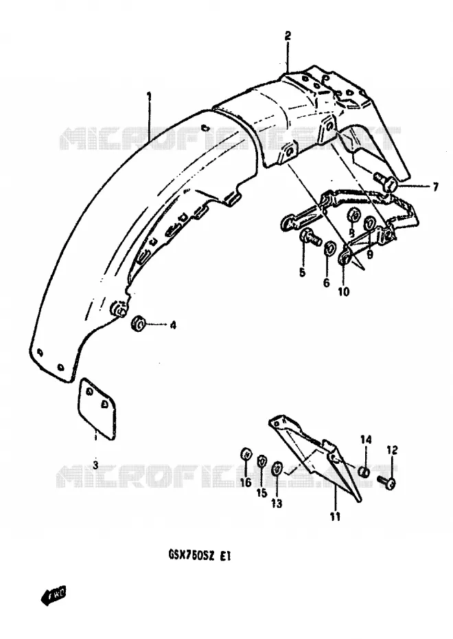 ACHTERSPATBORD Suzuki MOTO 750 GSX-S 1982  GSX750SZ