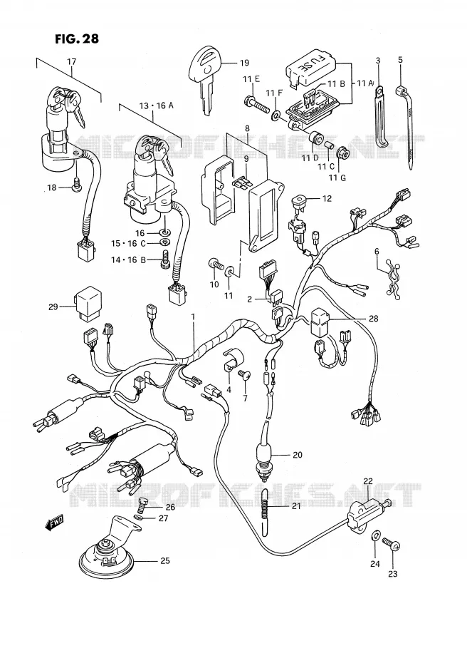 BEDRADING (MODELE J/K/L/M/N/P) Suzuki MOTO 1100 GSX-F 1990  GSX1100FL(E2)