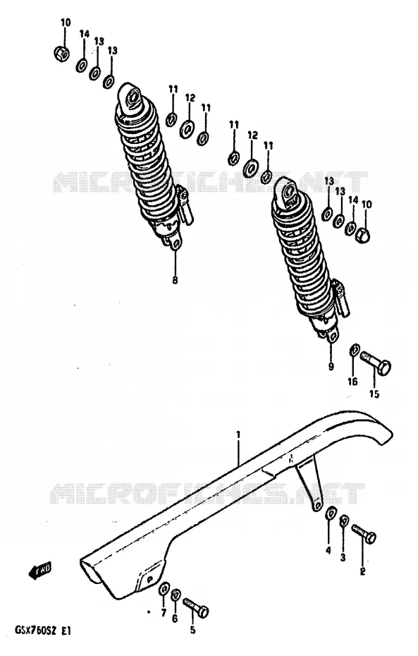 CHAIN ??GUARD - ACHTER SCHOKDEMPER Suzuki MOTO 750 GSX-S 1982  GSX750SZ