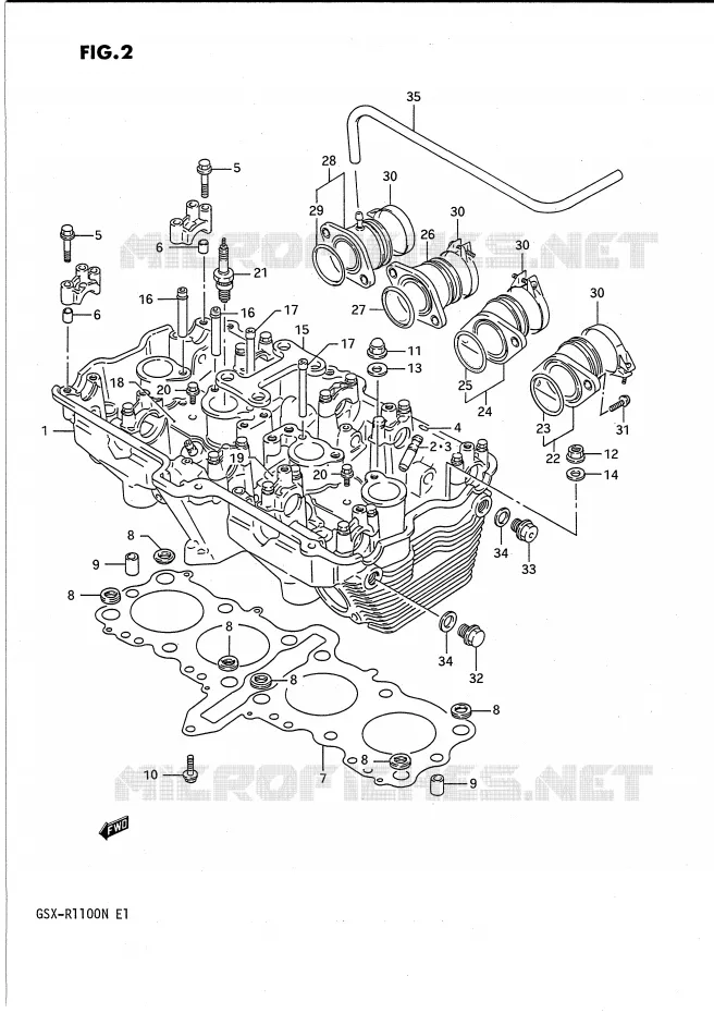 CILINDERKOP Suzuki MOTO 1100 GSX-R 1992  GSX-R1100N(E1)
