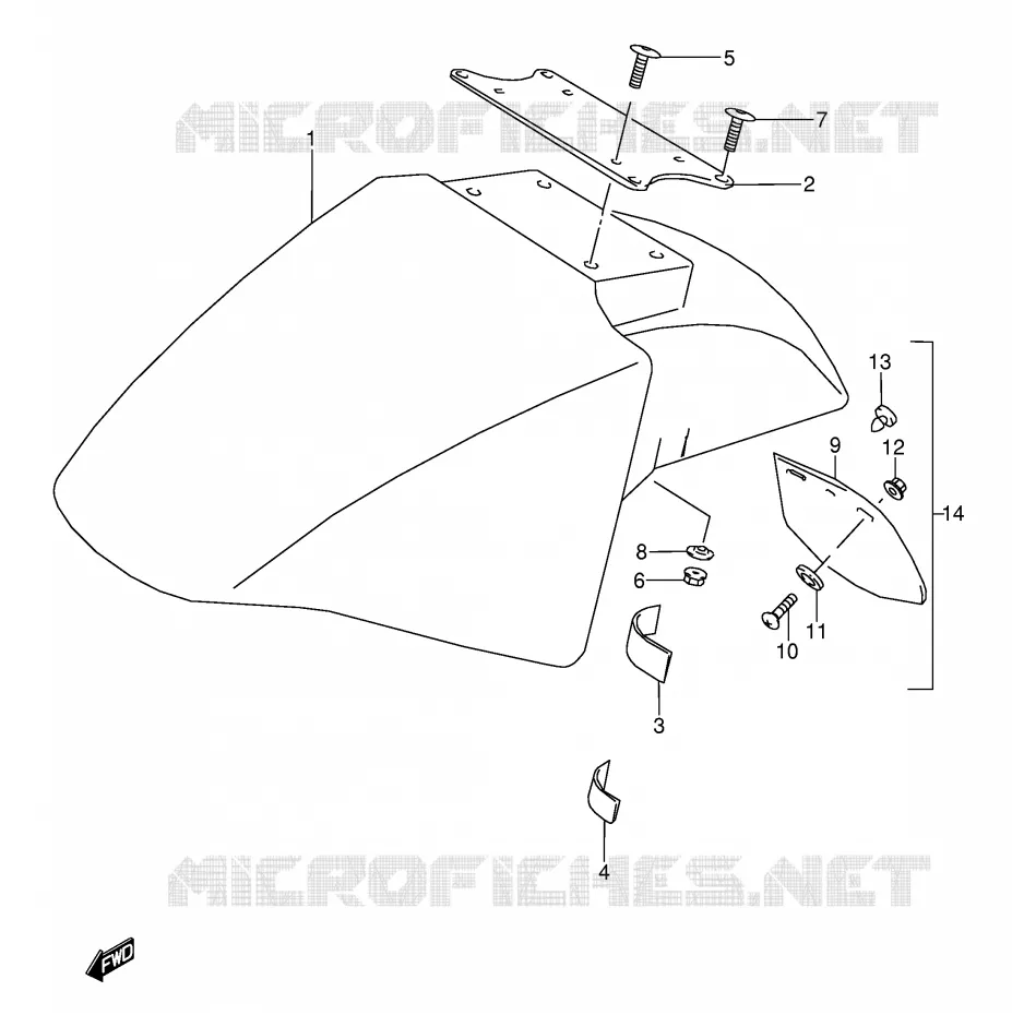 FRONT FENDER (MODELE J/K/L/M/N/P/R) Suzuki MOTO 600 GSX-F 1994  GSX600FUR(E2)