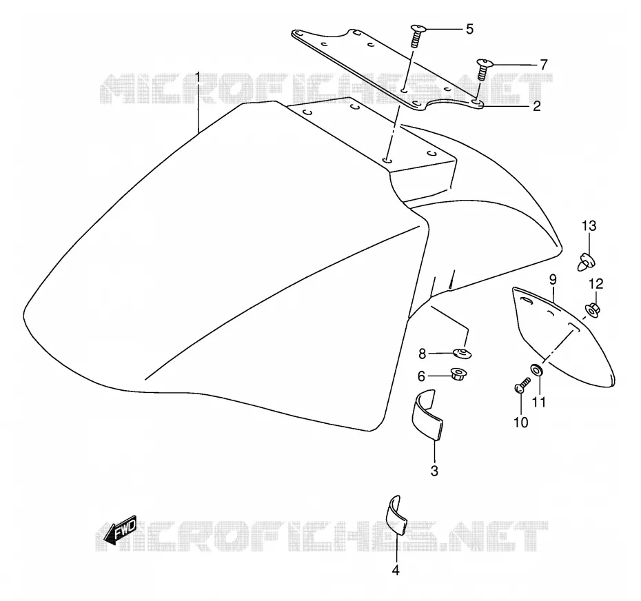 FRONT FENDER (MODELE K/L/M/N/P/R) Suzuki MOTO 750 GSX-F 1995  GSX750FS(E2)