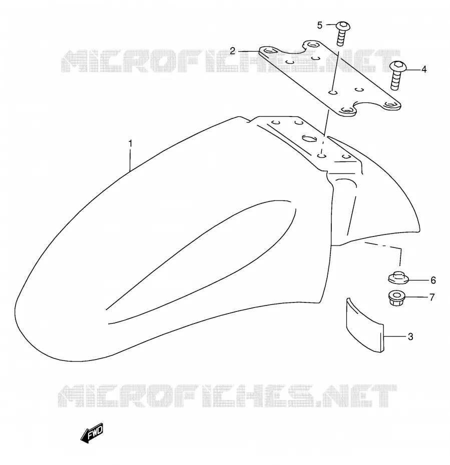 FRONT FENDER (MODELE W/X/Y/K1/K2) Suzuki MOTO 600 GSX-F 2000  GSX600FUY(E2)