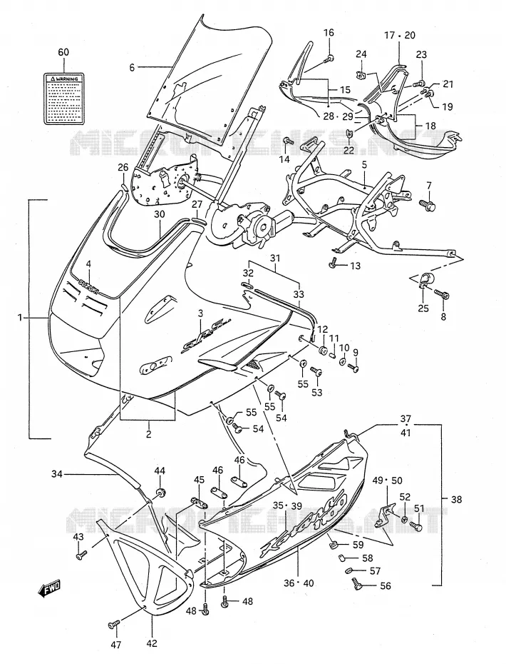 FRONT KUIP (MODELE J) Suzuki MOTO 1100 GSX-F 1992  GSX1100FN(E28)