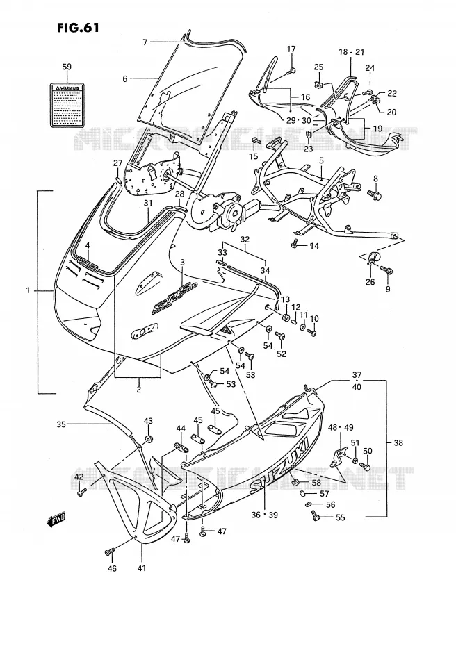 FRONT KUIP (MODELE K 2VV) Suzuki MOTO 1100 GSX-F 1991  GSX1100FM(E2)