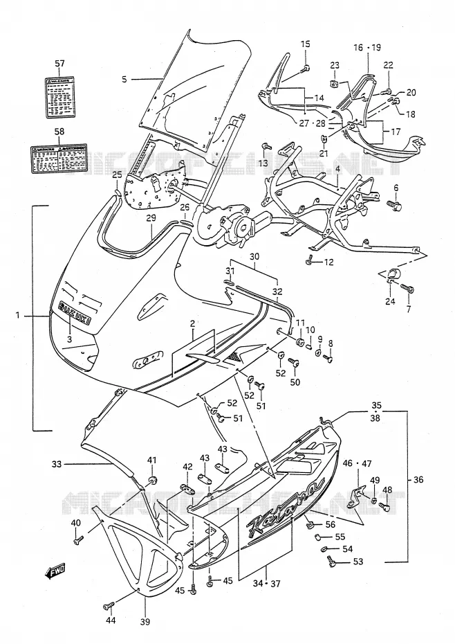 FRONT KUIP (MODELE N/P) Suzuki MOTO 1100 GSX-F 1992  GSX1100FN(E28)