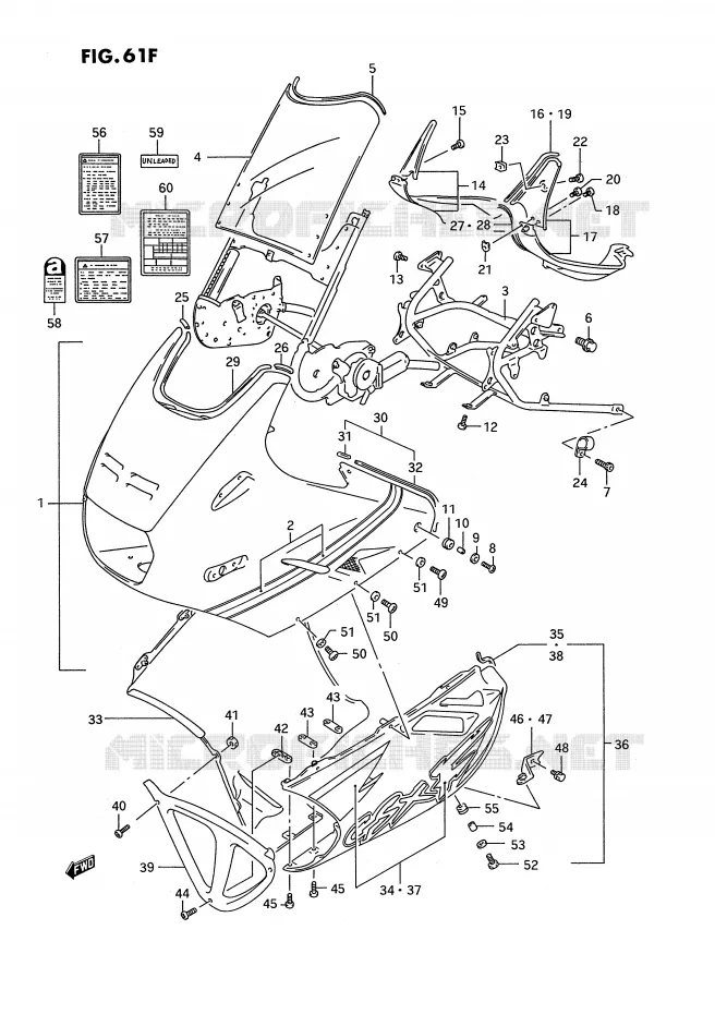 FRONT KUIP (MODELE R) Suzuki MOTO 1100 GSX-F 1989  GSX1100FK(E2)