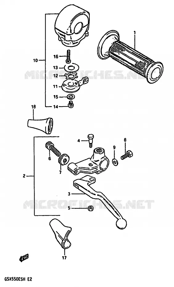 LINKER HANDGREEP (GSX550EF/EG) Suzuki MOTO 550 GSX-E 1985  GSX550EF(F/G/H)