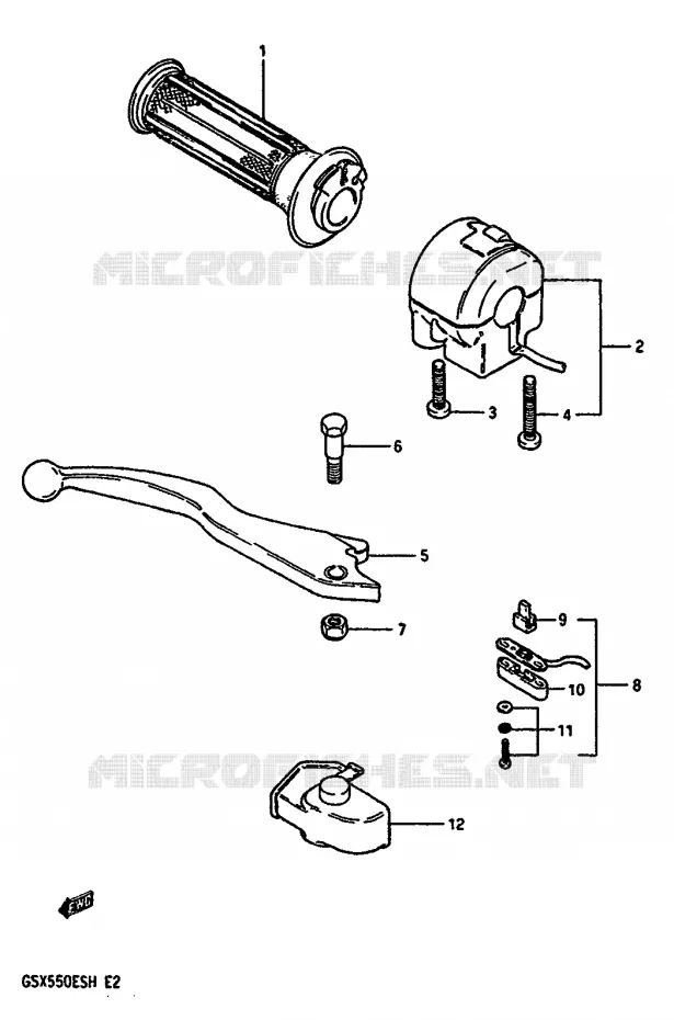 RIGHT SWITCH - HANDGREEP (GSX550EF/EUF/EG/EUG/EUH) Suzuki MOTO 550 GSX-E 1986  GSX550ESG(F/G/H)