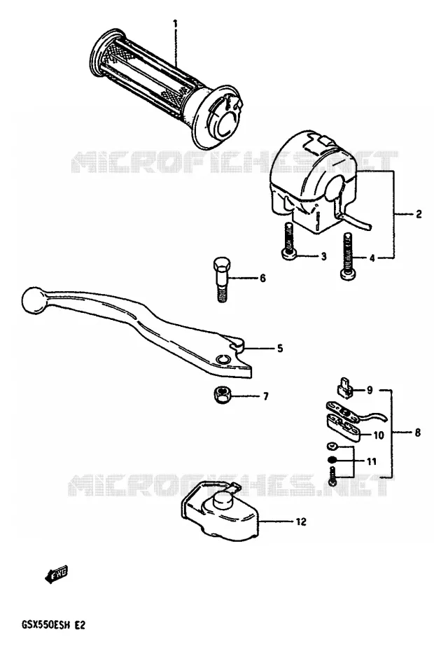 RIGHT SWITCH - HANDGREEP (GSX550ESF/EFF/ESG/EFG/ESH/EFH) Suzuki MOTO 550 GSX-E 1985  GSX550ESF(F/G/H)