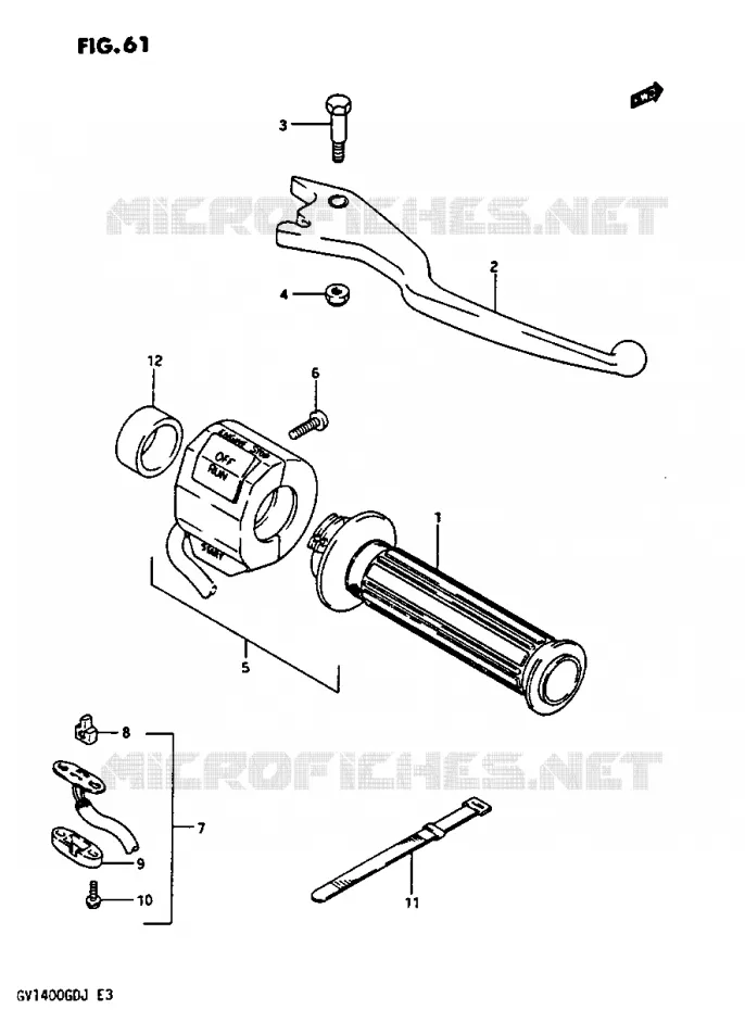 RIGHT SWITCH - HANDGREEP GV1400GDG/GCG/MODELE H/J Suzuki MOTO 1400 CAVALCADE 1987  GV1400GDH(G/H/J)