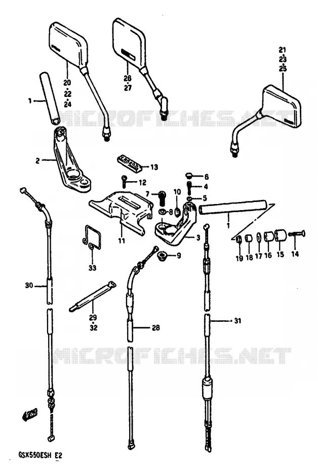 STUUR (GSX550ESF/EFF/ESG/EFG/ESH/EFH) Suzuki MOTO 550 GSX-E 1987  GSX550EUH(F/G/H)