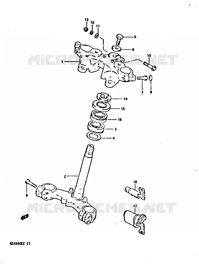 STUURKOLOM (GSX550ESD/ESE/EFE) Suzuki MOTO 550 GSX-E 1984  GSX550ESE(E1)