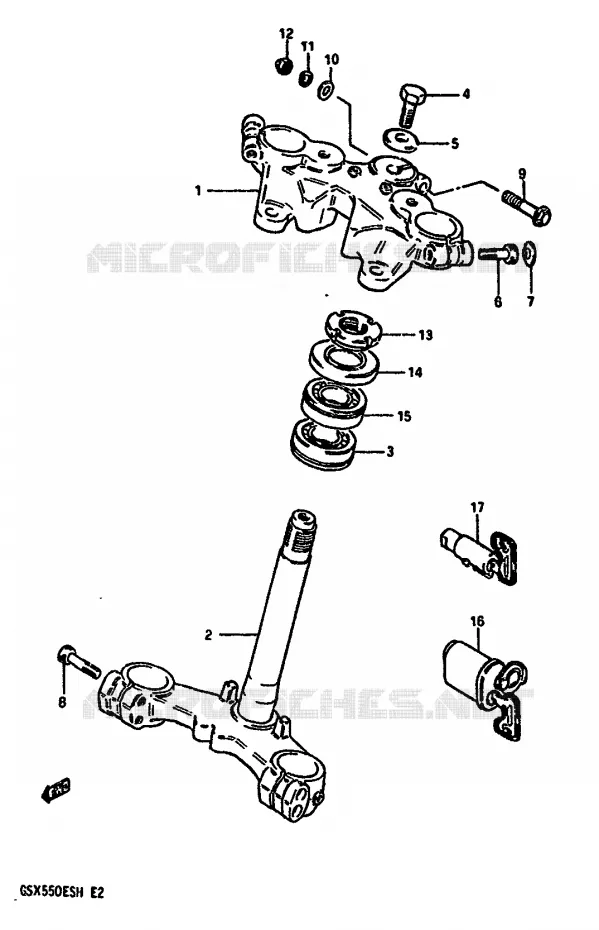 STUURKOLOM (GSX550ESF/EFF/ESG/EFG/ESH/EFH) Suzuki MOTO 550 GSX-E 1986  GSX550EUG(F/G/H)