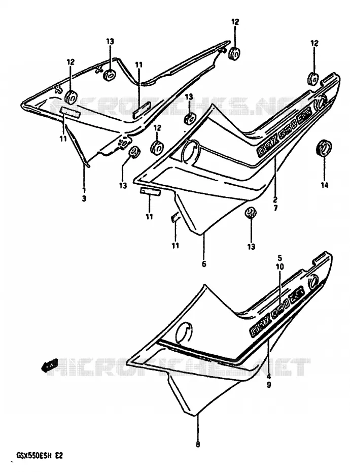 ACHTER KUIP  (GSX550ESF/ESG) Suzuki MOTO 550 GSX-E 1985  GSX550ESF(F/G/H)