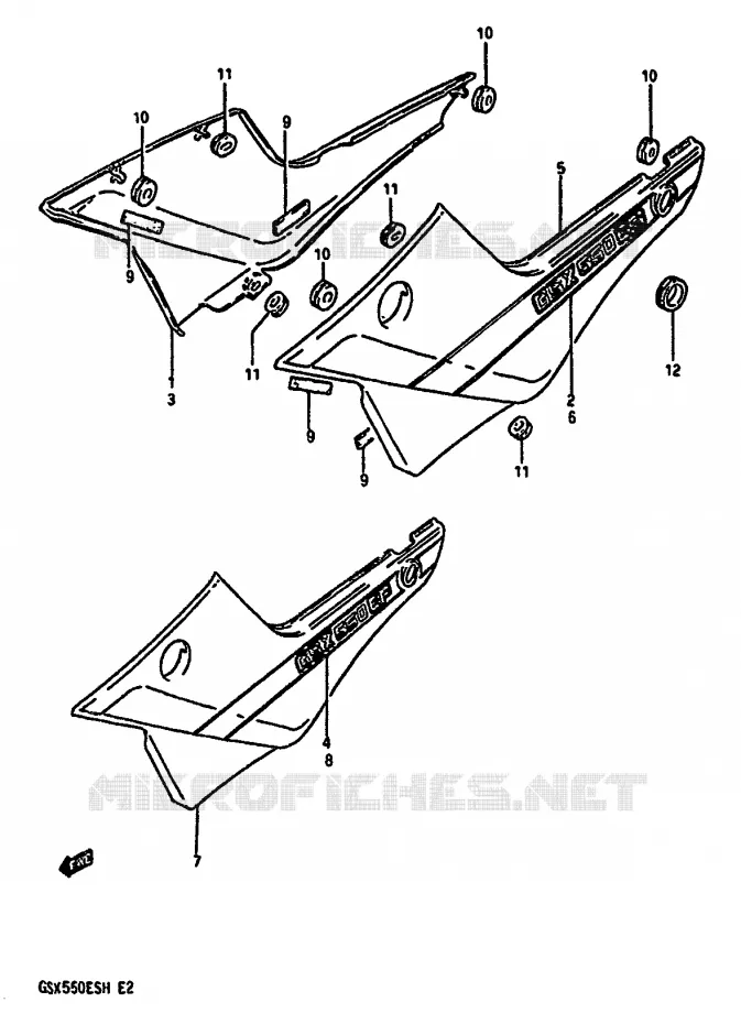 ACHTER KUIP  (MODELE H) Suzuki MOTO 550 GSX-E 1987  GSX550EUH(F/G/H)