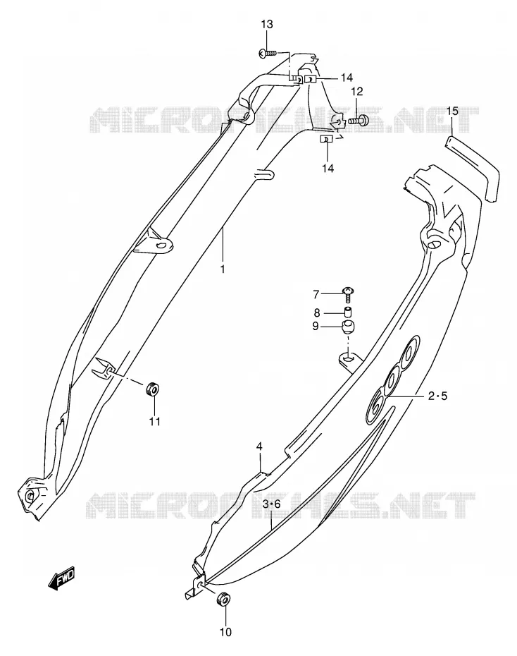 ACHTER KUIP  (MODELE Y) Suzuki MOTO 600 GSX-F 2002  GSX600FUK2(E2)
