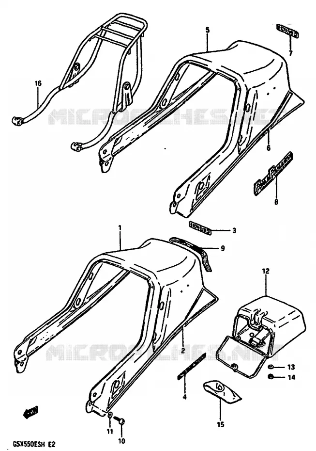 ACHTER KUIP - SEAT COWL (GSX550ESF/ESG) Suzuki MOTO 550 GSX-E 1985  GSX550ESF(F/G/H)