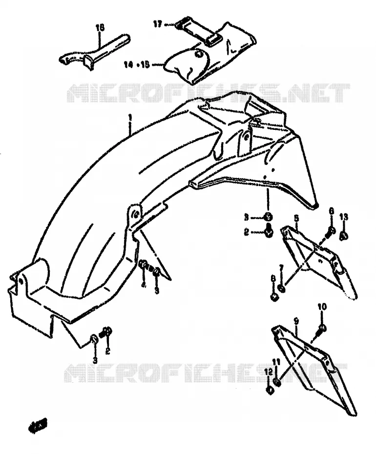 ACHTERSPATBORD (MODELE K/L/M/N/P/R) Suzuki MOTO 750 GSX-F 1996  GSX750FT(K-T)
