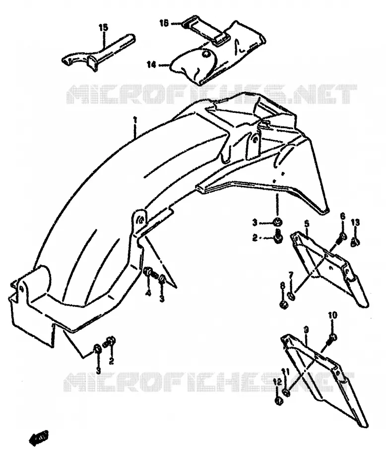 ACHTERSPATBORD (MODELE S) Suzuki MOTO 750 GSX-F 1995  GSX750FS(K-T)
