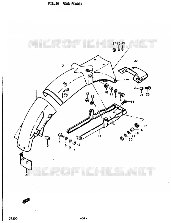 ACHTERSPATBORD Suzuki MOTO 200 GT 1992  GT200EN(N)